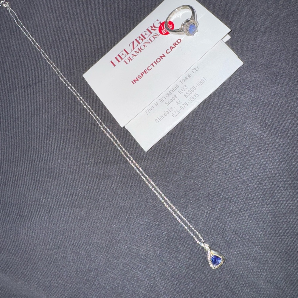 Helzberg Diamonds Silver tanzanite Necklace and ring.